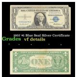 1957 $1 Blue Seal Silver Certificate Grades vf det