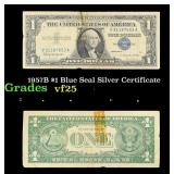 1957B $1 Blue Seal Silver Certificate Grades vf+
