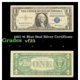1957 $1 Blue Seal Silver Certificate Grades vf+