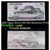 2007 Upper Korea 500 Won Banknote P#?44c Grades Ge
