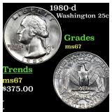 1980-d Washington Quarter 25c Grades GEM++ Unc
