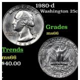 1980-d Washington Quarter 25c Grades GEM+ Unc