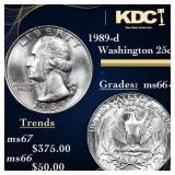 1989-d Washington Quarter 25c Grades GEM++ Unc