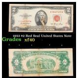 1953 $2 Red Seal United States Note Grades xf