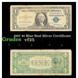 1957 $1 Blue Seal Silver Certificate Grades vf+