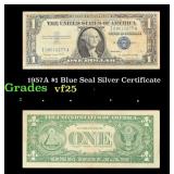 1957A $1 Blue Seal Silver Certificate Grades vf+