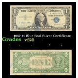 1957 $1 Blue Seal Silver Certificate Grades vf+
