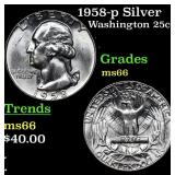 1958-p Washington Quarter Silver 25c Grades GEM+ U