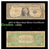 1957 $1 Blue Seal Silver Certificate Grades vf+