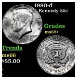 1980-d Kennedy Half Dollar 50c Grades GEM+ Unc