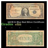 1957B $1 Blue Seal Silver Certificate Grades vf+