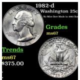 1982-d Washington Quarter 25c Grades GEM++ Unc