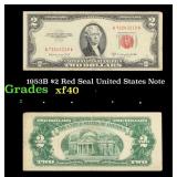 1953B $2 Red Seal United States Note Grades xf