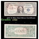 1957 $1 Blue Seal Silver Certificate Grades vf++