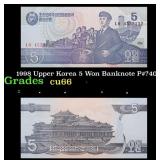 1998 Upper Korea 5 Won Banknote P#?40 Grades Gem+
