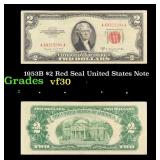 1953B $2 Red Seal United States Note Grades vf++