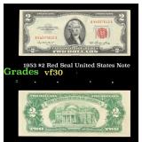 1953 $2 Red Seal United States Note Grades vf++