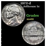 1972-d Jefferson Nickel 5c Grades GEM+ Unc