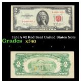 1953A $2 Red Seal United States Note Grades xf