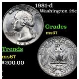 1981-d Washington Quarter 25c Grades GEM++ Unc