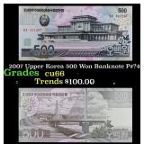 2007 Upper Korea 500 Won Banknote P#?44c Grades Ge