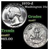 1970-d Washington Quarter 25c Grades GEM++ Unc