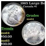 1965 Large Beads, Blunt 5 Canada Dollar 1 Grades C