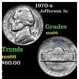 1970-s Jefferson Nickel 5c Grades GEM+ Unc