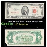 1953 $2 Red Seal United States Note Grades xf deta