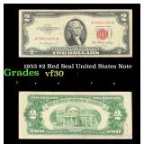 1953 $2 Red Seal United States Note Grades vf++