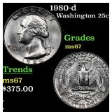 1980-d Washington Quarter 25c Grades GEM++ Unc