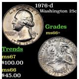 1976-d Washington Quarter 25c Grades GEM++ Unc
