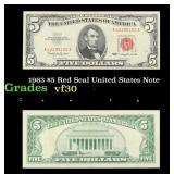 1963 $5 Red Seal United States Note Grades vf++
