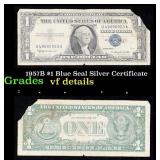 1957B $1 Blue Seal Silver Certificate Grades vf de