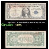 1957B $1 Blue Seal Silver Certificate Grades vf+