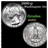 1990-p Washington Quarter 25c Grades GEM+ Unc