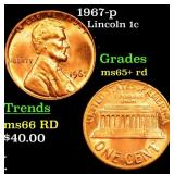 1967-p Lincoln Cent 1c Grades Gem+ Unc RD