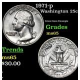 1971-p Washington Quarter 25c Grades GEM Unc