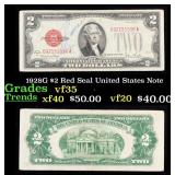 1928G $2 Red Seal United States Note Grades vf++