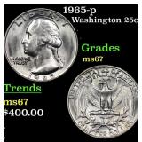 1965-p Washington Quarter 25c Grades GEM++ Unc