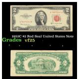 1953C $2 Red Seal United States Note Grades vf+