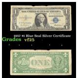 1957 $1 Blue Seal Silver Certificate Grades vf+