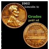 Proof 1962 Lincoln Cent 1c Grades Gem++ Proof Red