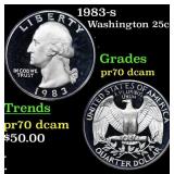 Proof 1983-s Washington Quarter 25c Grades GEM++ P