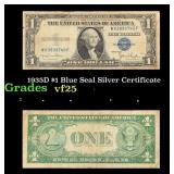 1935D $1 Blue Seal Silver Certificate Grades vf+