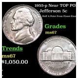 1955-p Jefferson Nickel Near TOP POP! 5c Grades GE