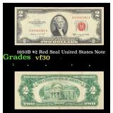 1953B $2 Red Seal United States Note Grades vf++
