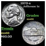 1970-s Jefferson Nickel 5c Grades GEM+ Unc