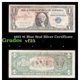 1957 $1 Blue Seal Silver Certificate Grades vf+