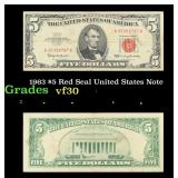 1963 $5 Red Seal United States Note Grades vf++